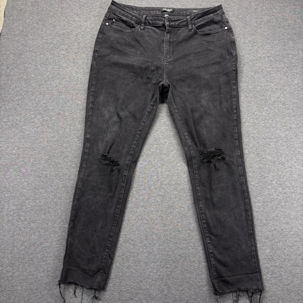 Judy Blue Slim Slim Fit Jeans Womens 13/31 black Stretch Mid Rise Distressed
